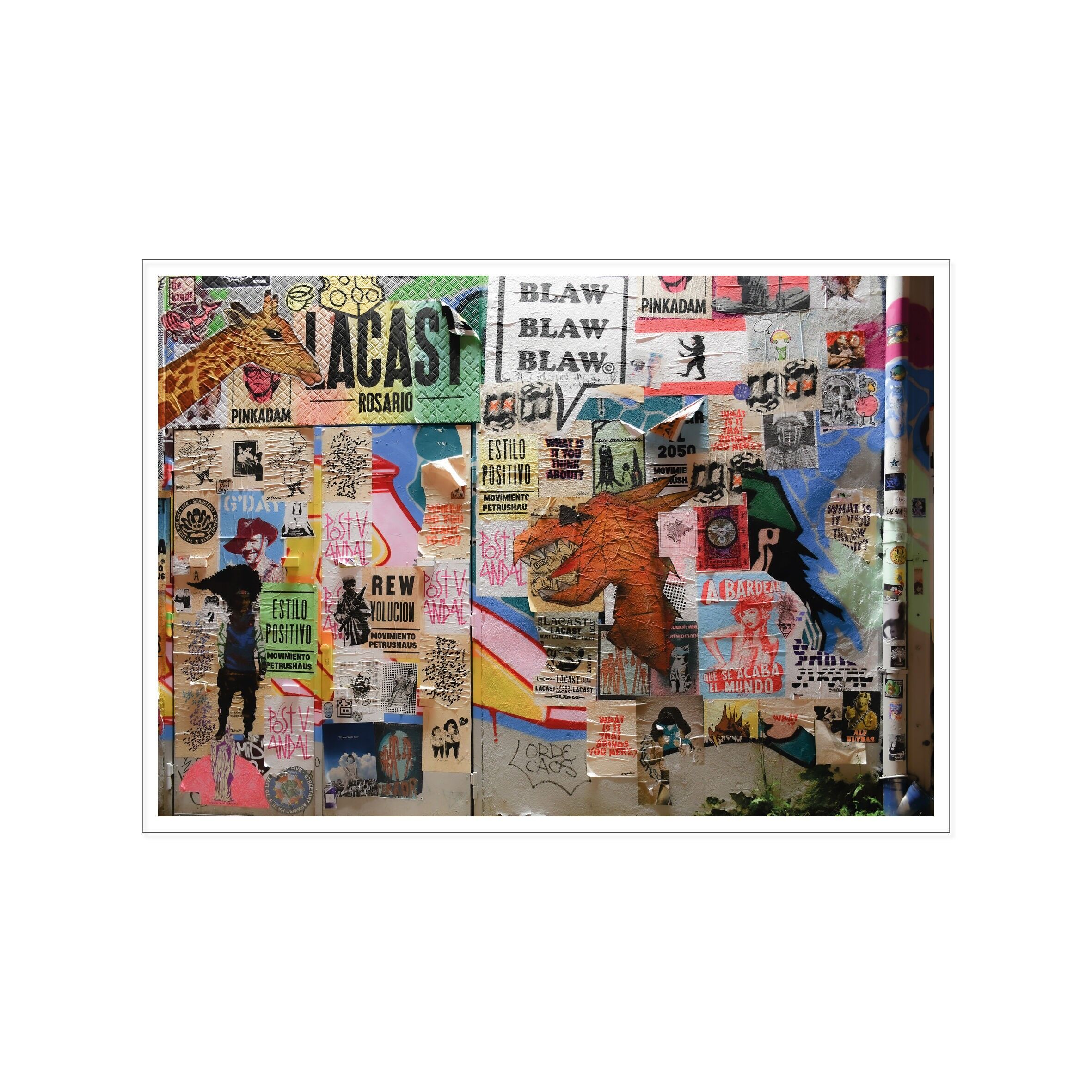 Paesaggio da cartolina, street art, BLAW BLAW BLAW