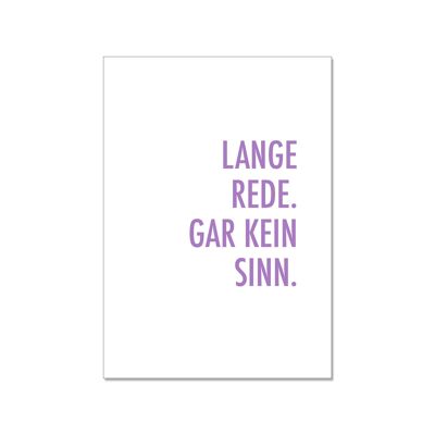 Cartolina in su, PARLARE LUNGA. NESSUN SENSO, viola pastello