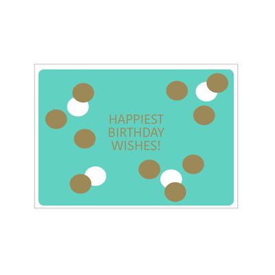 Horizontal postcard, HAPPIEST BIRTHDAY WISHES!, with hot foil