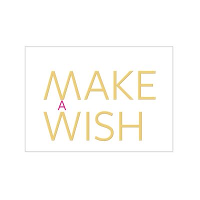 Postkarte quer, MAKE A WISH mit Heißfolie veredelt