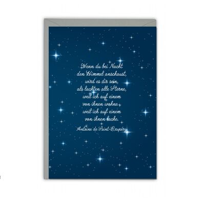 Fold up card, IF YOU LOOK AT THE SKY AT NIGHT, YOU WILL FEEL AS ALL THE STARS ARE LAUGHING, W