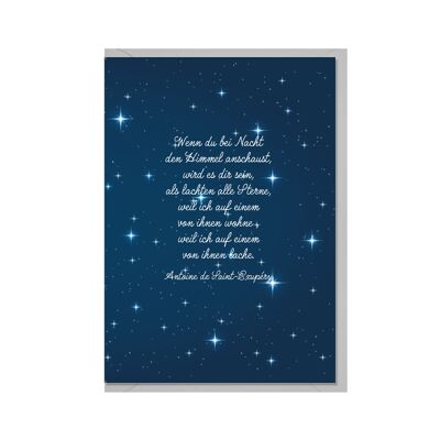 Fold up card, IF YOU LOOK AT THE SKY AT NIGHT, YOU WILL FEEL AS ALL THE STARS ARE LAUGHING, W