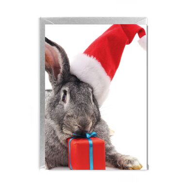 Carte pliée verticale, LAPIN DE NOËL