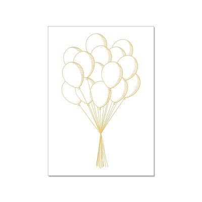 Postcard upright, BALLOONS refined with hot foil