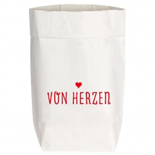 PaperBags Small weiss, VON HERZEN, rot