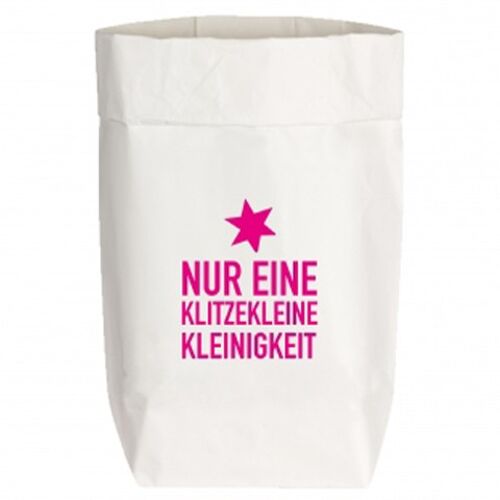 PaperBags Small weiss, NUR EINE KLITZEKLEINE KLEINIGKEIT, neon pink