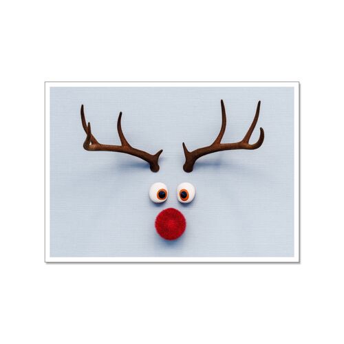 Postkarte quer, RUDOLPH WITH A RED NOSE