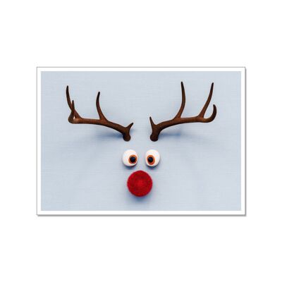 Postkarte quer, RUDOLPH WITH A RED NOSE