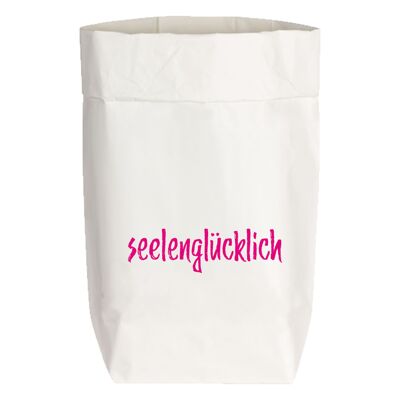 Paperbags Small weiss, SEELENGLÜCKLICH, neon pink