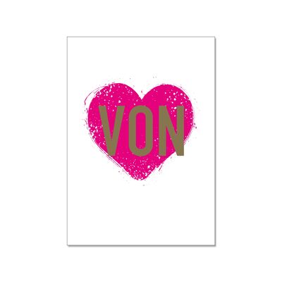 Postcard up, FROM HEART (but something neon pink)