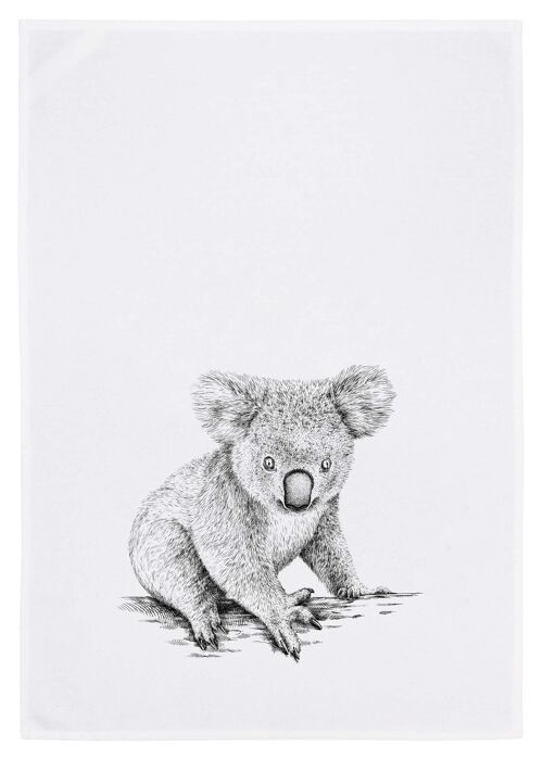 Geschirrtuch weiß, Koala in Dunkelgrau