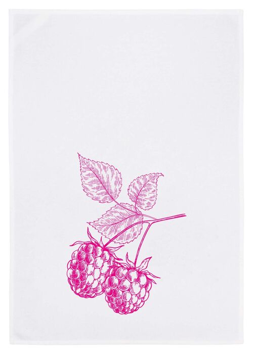 Geschirrtuch weiß, Himbeere in Pink