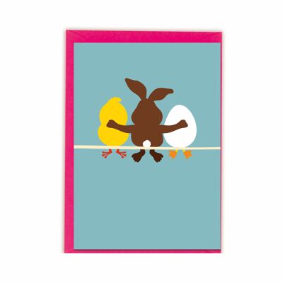 Folded card up, chicken rabbit egg