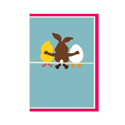 Carte pliée vers le haut, œuf de lapin de poule