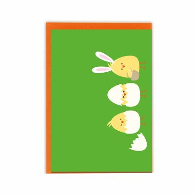 Folded card landscape, chick egg rabbit