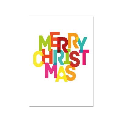 Carte postale haute, MERRY CHRISTMAS, colorée