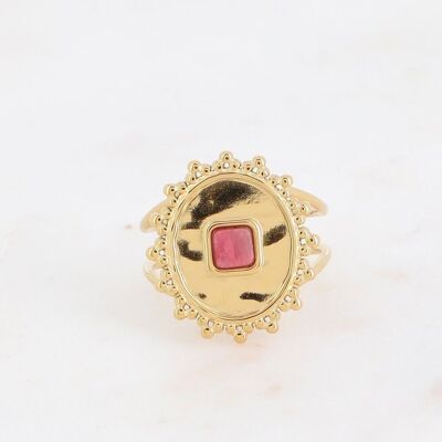 Golden Abigail ring with Rhodonite stone