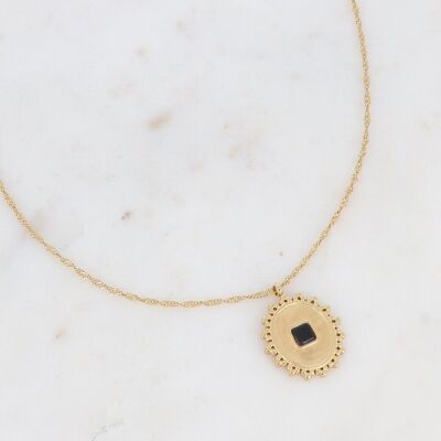 Abigail golden necklace with Onyx stone