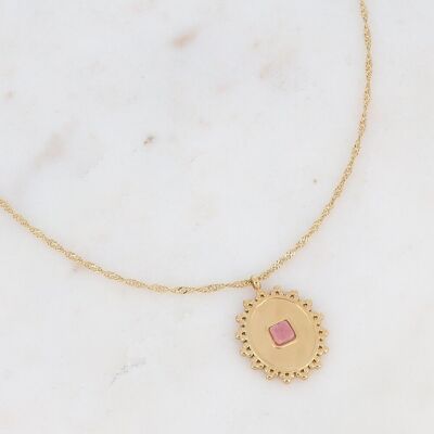 Golden Abigail necklace with Rhodonite stone
