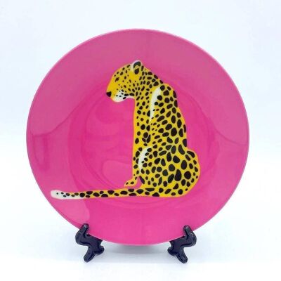 Plato de 10 pulgadas, un leopardo sentado de Wallace Elizabeth