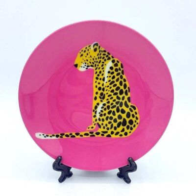10 Inch Plate, a Leopard Sits by Wallace Elizabeth