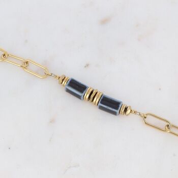 Bracelet Aéla doré avec perles en céramique teintée noire 5