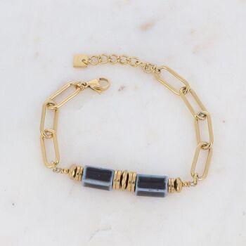 Bracelet Aéla doré avec perles en céramique teintée noire 6
