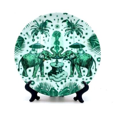 10 Inch Plate, March of the Elephants - Green by Wallace