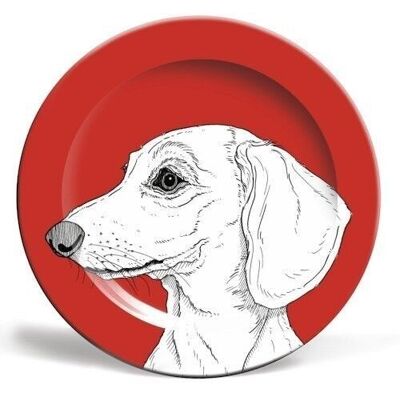 PLATO DE 10 PULGADAS, RETRATO DE DACHSHUND DE PELO LISO