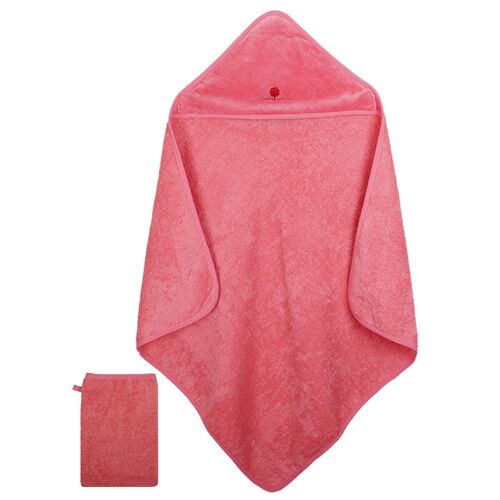 Cape de bain+Gant 75x75 cm Corail