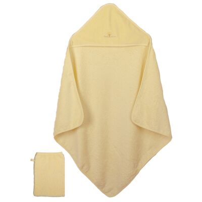 Cape de bain+Gant 75x75 cm Jaune