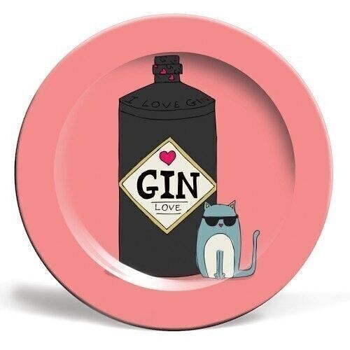 6 inch plate, gin & cat by nichola cowdery