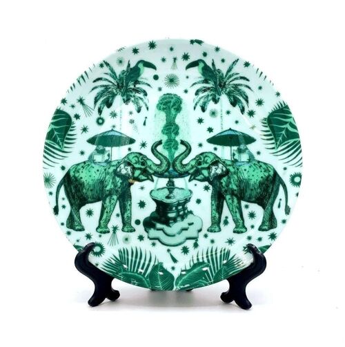 6 Inch Plate, March of the Elephants - Green by Elizabeth
