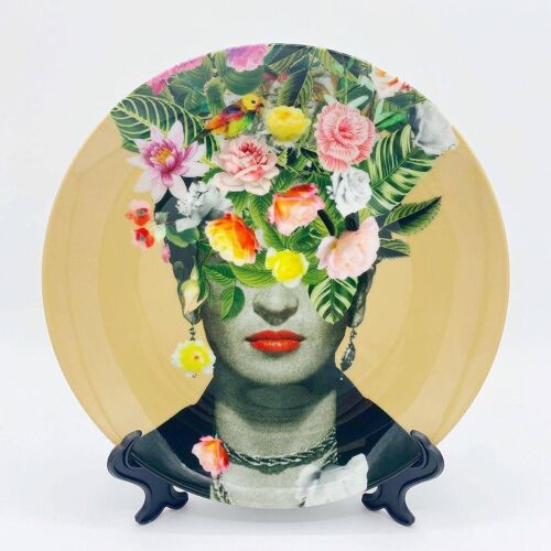 8 Inch Plate, Frida Floral (orange) by Desirée Feldmann