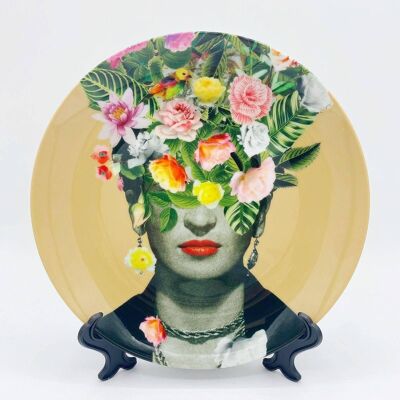 8 Inch Plate, Frida Floral (orange) by Desirée Feldmann