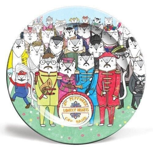 8 inch plate, sgt. peppurrs lonely hearts cat band