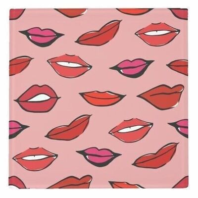 Coasters, Red &Pink Lippy Pattern in Pink by Bec Broomhall Glass