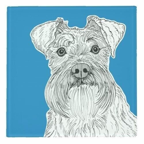 UNTERSETZER, SCHNAUZER-HUNDEPORTRÄT (BLAUER HINTERGRUND) Glas