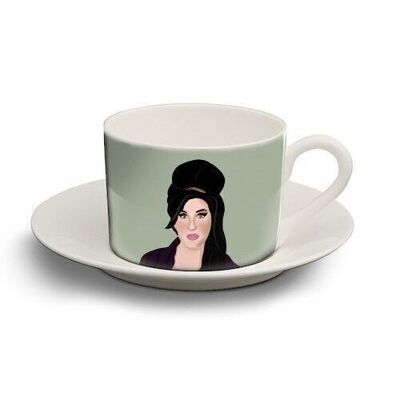Cup and saucer, amy winehouse by rock and rose creative