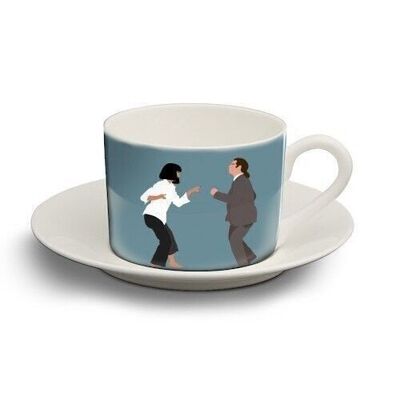 Cup and saucer, pulp fiction by rock and rose creative