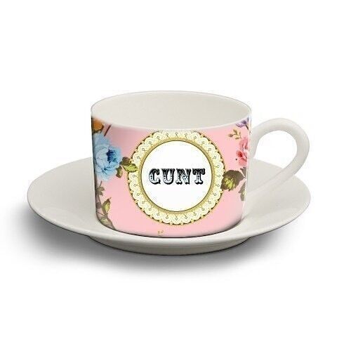 Cup and saucer, see you next tues - pink
