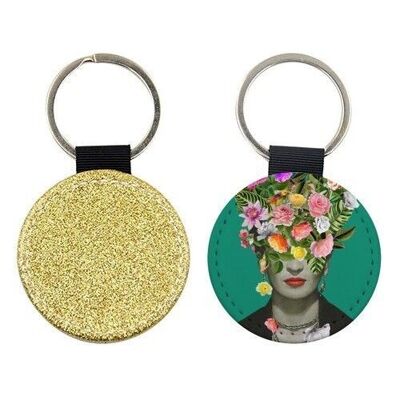 KEYRINGS, FRIDA FLORAL (GREEN) BY DESIRÉE FELDMANN Gold