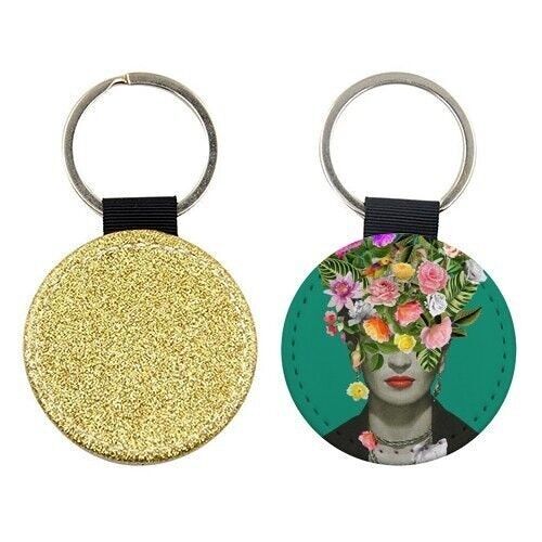 KEYRINGS, FRIDA FLORAL (GREEN) BY DESIRÉE FELDMANN Silver