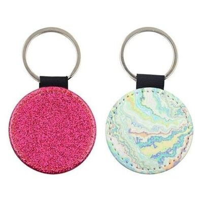 KEYRINGS, FUNKY COLORFUL BOHO MARBLE BY KALEIOPE STUDIO Pink