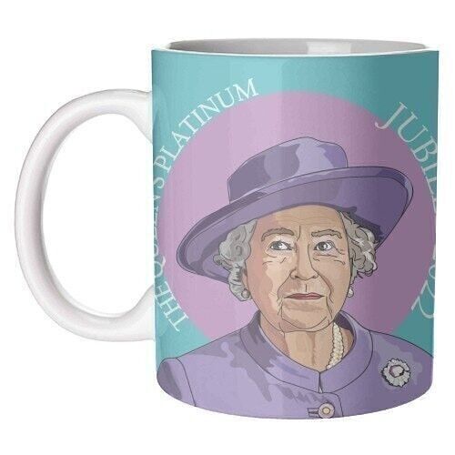 Mugs,  queen's platinum jubilee  by catherine critchley