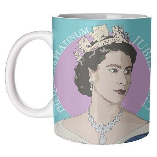 Mugs,  queen's platinum jubilee by catherine critchley