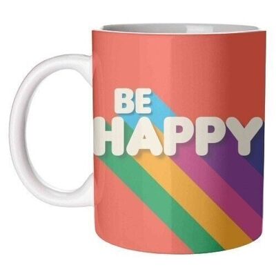 Mugs, Be Happy by Ania Wieclaw