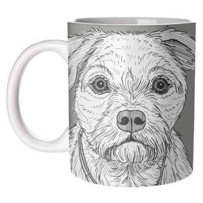 TAZAS, RETRATO DE PERRO BORDER TERRIER POR ADAM REGESTER