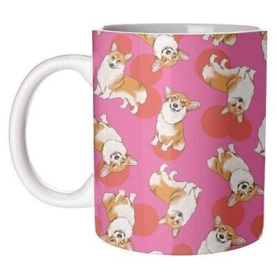 MUGS, CHIEN CORGI COLORÉ PAR LUCY ELLIOTT