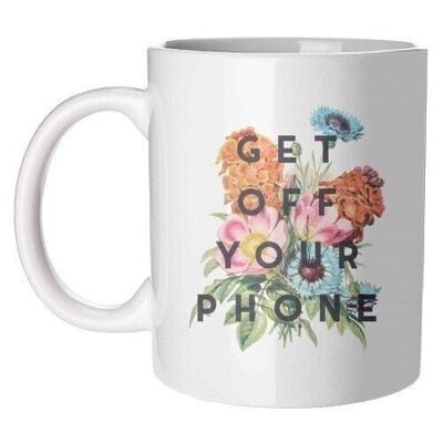 Mugs, Get Off Your Phone by the 13 Prints
